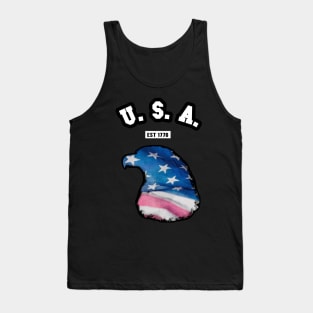 🦅 USA, 1776, Eagle Head Flag, American Patriotic Tank Top